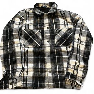 Zara Black and Cream Plaid Jacket